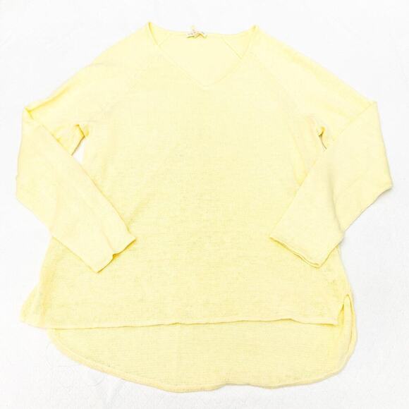 Eileen Fisher Yellow 100% Linen Knit Sweater Long Sleeve Tunic Size Medium - Picture 1 of 5